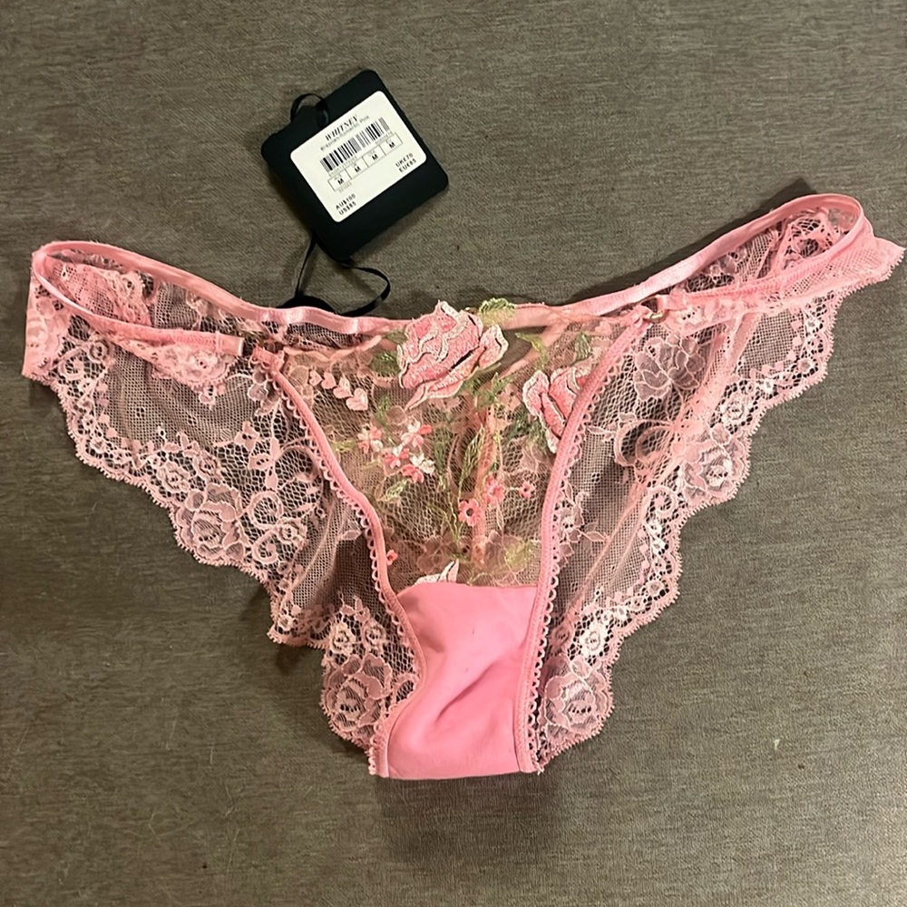 Honey Birdette Lacey Pink and Green Panty Brief Whitney collection